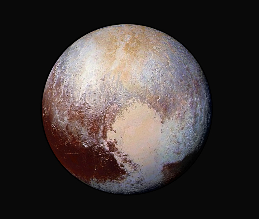 NASA photo of Pluto shows a combination of images captured by the New Horizons spacecraft.