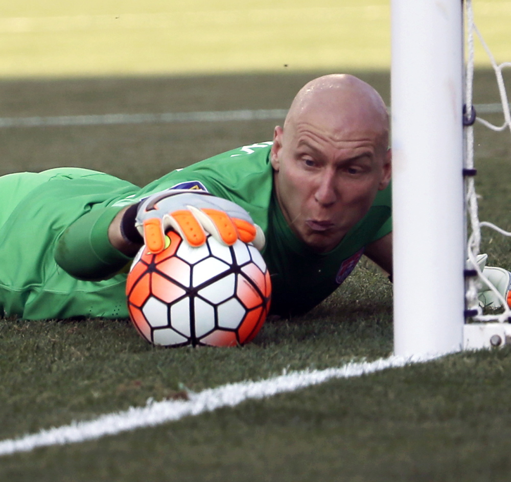U.S. goalkeeper Brad Guzan makes a save Saturday against Panama in the third-place game at the CONCACAF Gold Cup in Chester, Pa. Panama won in a shootout after the teams played to a 1-1 tie through regulation and overtime.
