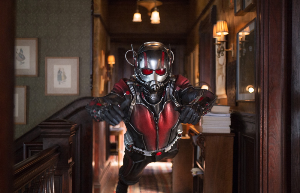 Paul Rudd portrays Scott Lang/Ant-Man in “Ant-Man.” The film brought in $24.8 million over the weekend.