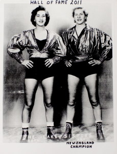 Ann Lake, right, and her sister Ruth were inducted into the New England Pro Wrestling Hall of Fame in 2011.