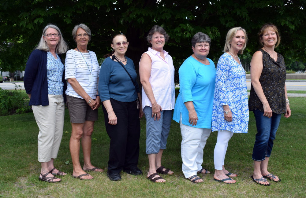 The Wells-Ogunquit Community School District recently recognized teachers and staff who are retiring, including Roberta Jones, left, Ingrid Roach, Jane Garnsey, Carolyn Vail, Gigi Roberts-Maher, Susan Condon and Michele Guerrette.
