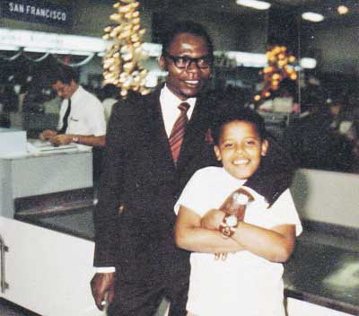 Barack Obama with his father, Barack Obama Sr., in a family snapshot from the 1960s. Reuters