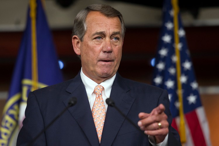 In this July 9, 2015 file photo, House Speaker John Boehner of Ohio gestures during a news conference on Capitol Hill in Washington. The Associated Press