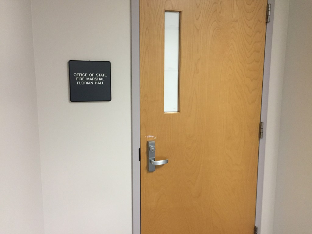 With Wednesday's drug summit closed to the public, the window of the door to the meeting room was papered over.
Photo by Steve Mistler/Staff Writer