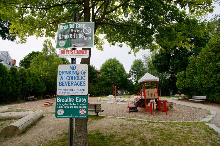 Portland police have responded to the surge in heroin use by stepping up foot and bike patrols in key areas including Peppermint Park. One woman referred to the small park in East Bayside as “Needle Park.”
Shawn Patrick Ouellette/Staff Photographer