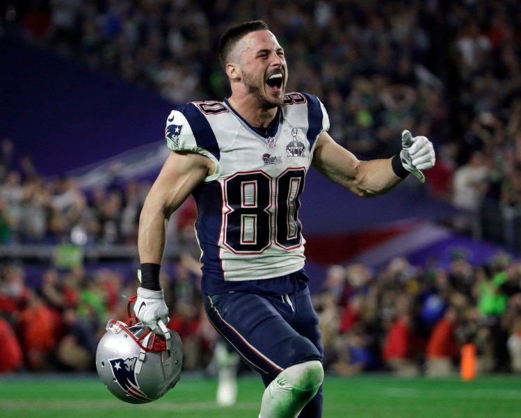 Danny Amendola became a factor last season after starting to return kicks in December for the Pats. He had three touchdowns in the playoffs, including one in the Super Bowl victory. 
The Associated Press