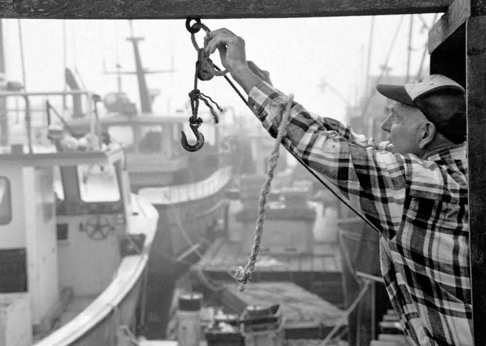 Lobsterman Leland Merrill in a photograph by Dave Wade at Cia Cafe.