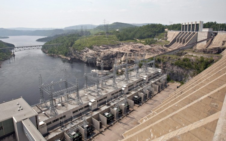 The Jean-Lesage hydroelectric dam generates power north of Baie-Comeau, Quebec. Five pending large-scale hydro projects in Canada could lower the Northeast’s high power prices.
