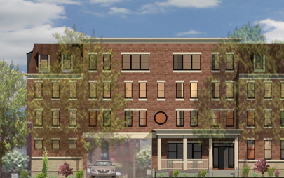 An architect’s rendering shows the affordable housing project proposed for 17 Carleton St. in Portland. The building would have 12 efficiencies, 23 one-bedrooms and two two-bedroom apartments, with efficiencies renting for $540 a month.