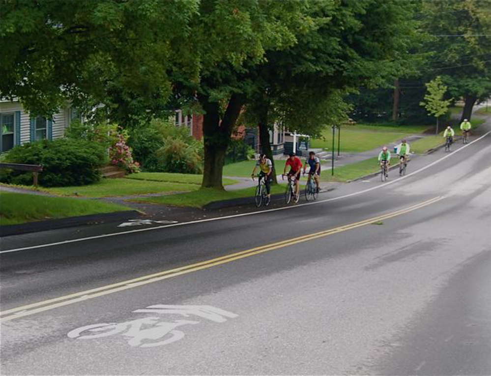 Courtesy photo
Bicyclists use a new bike lane on Federal Street in Brunswick.