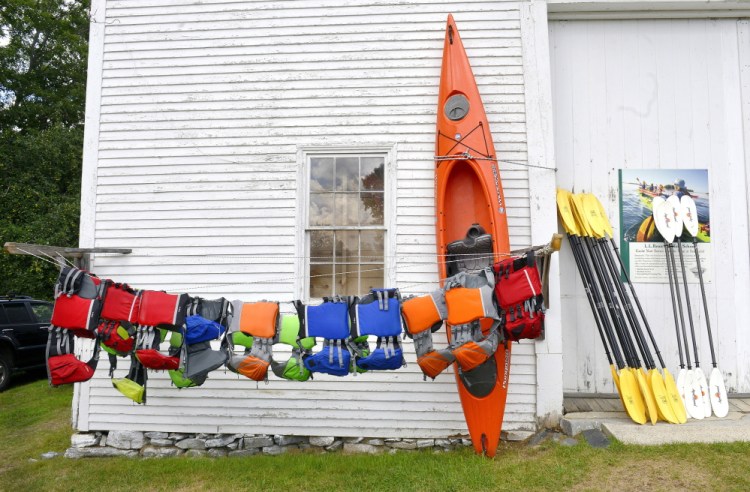 Participants in L.L. Bean’s Kayaking Discovery Course start with life jackets, paddles and kayaks, learn basic paddling techniques, and are taught water safety skills.