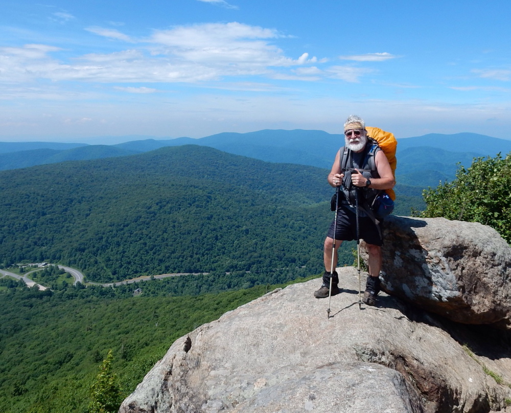 Carey Kish stands atop Mary’s Rock, overlooking Thornton Gap in Shenandoah National Park. The 79,600-acre park rests between the Shenandoah Valley and the Virginia Piedmont.