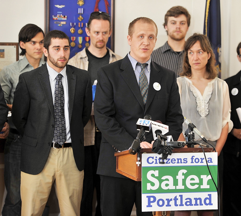 Tom MacMillan, chair of the Portland Green Independent Party, submitted signatures Thursday to get on the ballot as a mayoral candidate.