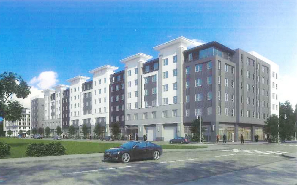This rendering shows one of the proposed buildings in the midtown project. Courtesy photo 