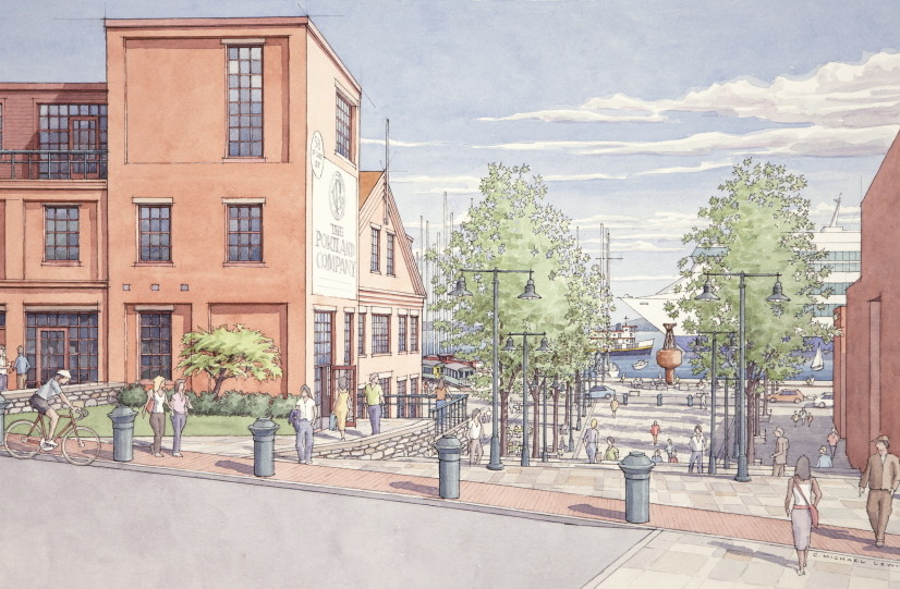 Sketches released Wednesday show how developers envision redevelopment of the former Portland Co. complex.