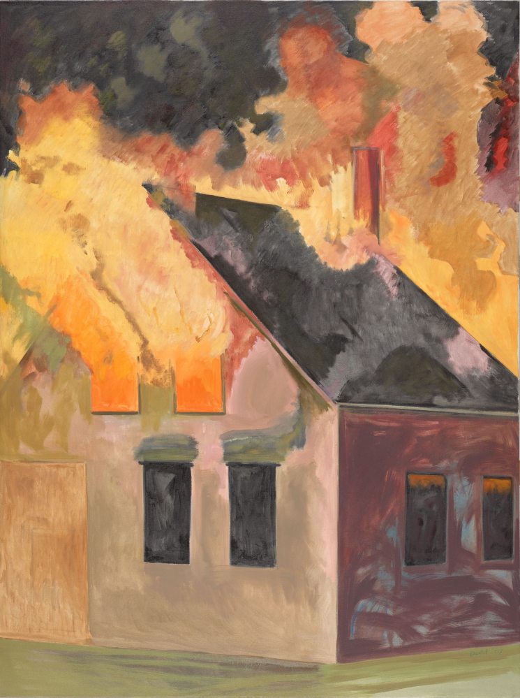 “Burning House, Night, Vertical” by Lois Dodd is part of “Directors’ Cut” at the Portland Museum of Art.