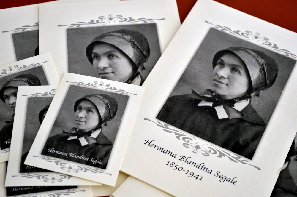 Pamphlets and prayer cards of Sister Blandina Segale sit on a table at the Catholic Center in Albuquerque, N.M., where a panel for the Archdiocese of Santa Fe is listening to preliminary evidence about possible sainthood for the Italian-born nun.