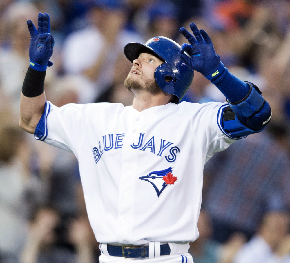 Toronto’s Josh Donaldson celebrates a solo home run in the third inning of the Blue Jays’ 5-3 victory over the Detroit Tigers on Friday in Toronto.