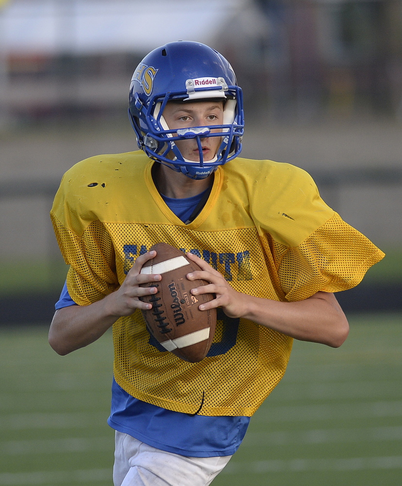 Jack Bryant of Falmouth is hoping that instruction from camps helps lead to a career as a college quarterback.