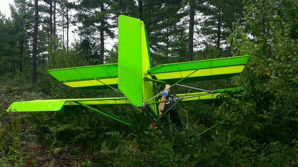 An Aerolite 103 single-seat ultralight aircraft crashed in a wooded area in Fryeburg on Sunday. The pilot was not injured. Fryeburg Police Department photo