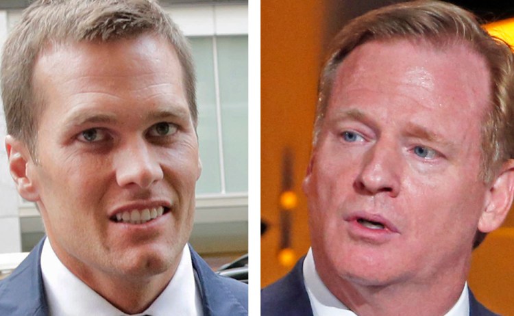 U.S. District Court Judge Richard Berman has  suggested that the NFL's finding that Tom Brady was generally aware that game balls were being deflated was too vague. At right is NFL Commissioner Roger Goodell.
