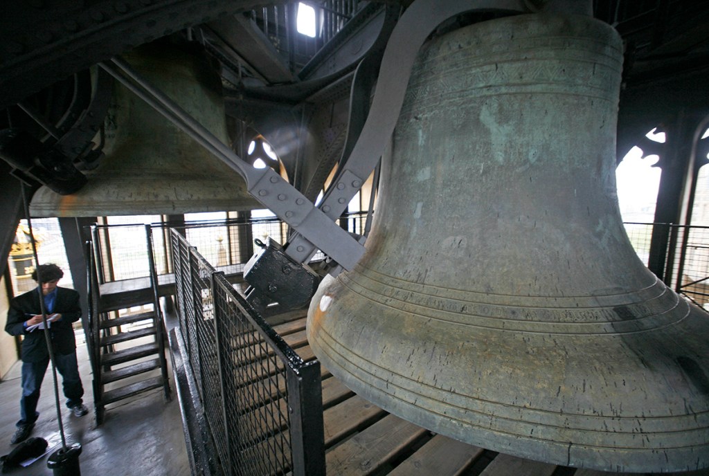 The Big Ben bell is seen inside St. Stephens tower at the Houses of Parliament, in central London in this 2009 photo.  The Associated Press