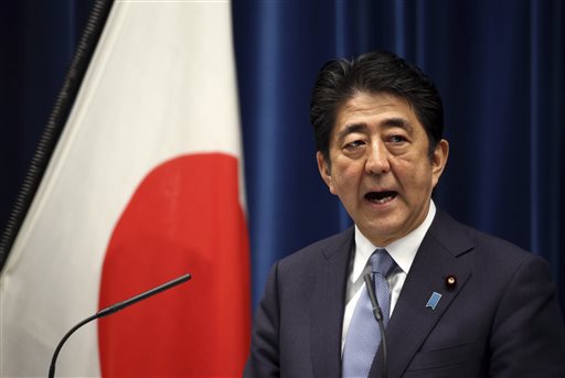 Japanese Prime Minister Shinzo Abe delivers a statement to mark the 70th anniversary of the end of World War II at his official residence in Tokyo Friday. The Associated Press