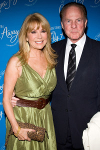 In this March 25, 2010 file photo, Kathie Lee Gifford and Frank Gifford arrive at the opening night performance of the Broadway musical "Come Fly Away" in New York.  
