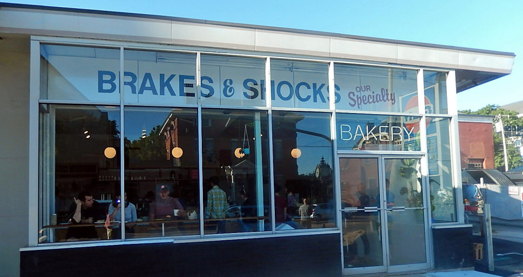 Tandem Bakery at 742 Congress St., ,with the old Brakes and Shocks sign still displayed. Press Herald file photo
