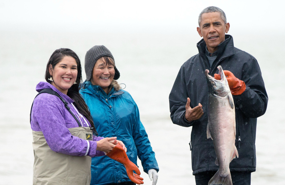 While meeting with commercial and subsistence fishermen in Dillingham, Alaska, President Obama raved about the salmon jerky and stressed the need to conserve the fish.