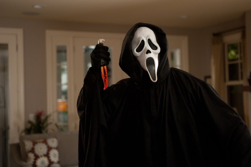 Ghostface, the central character of “Scream,” famously began a telephone conversation with Casey, played by Drew Barrymore, below, by asking “What’s your favorite scary movie?”