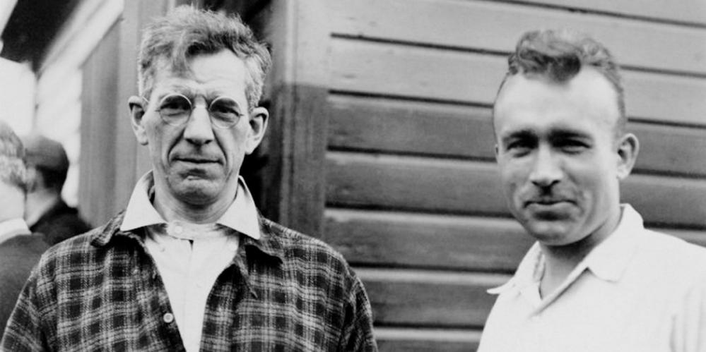 Benton MacKaye and Myron Avery in 1931, when Avery was head of the Appalachian Trail Conference. By the time the AT was completed, the two were no longer on speaking terms.