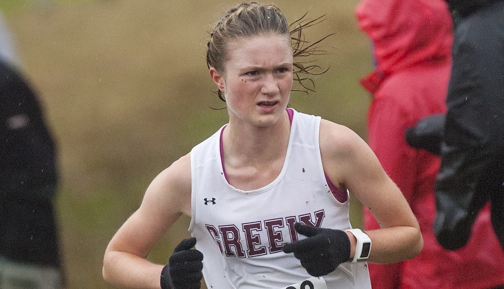 Katherine Leggat-Barr, a Greely junior, is the defending Class B state champion. She also led the Rangers to the team title and was the top Mainer at the New England meet.