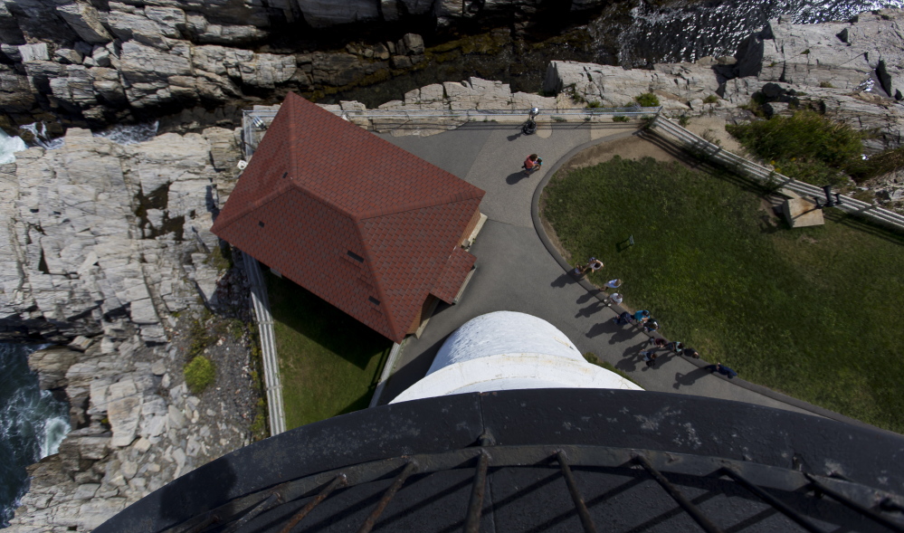 Visitors could experience a dizzying view from atop Portland Head Light on Saturday. Maine has more lighthouses than any other state.