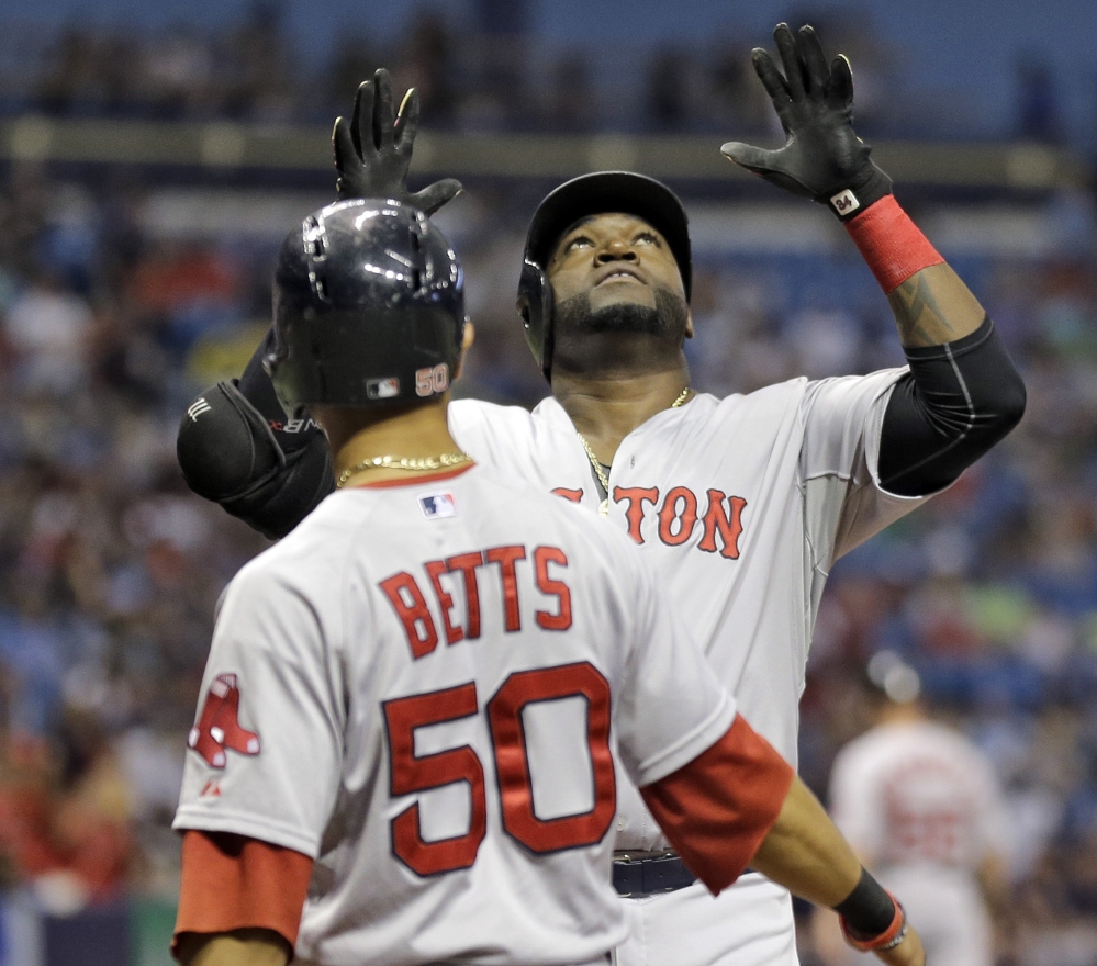 And then came No. 500. Before David Ortiz could reach his milestone, he had to hit No. 499 in the first inning Saturday night and was welcomed by Mookie Betts.