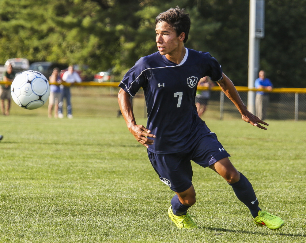 Jonathan Groothoff, a senior forward, has quickly taken on a leadership role in his first season playing soccer for Yarmouth after moving with his family from California.