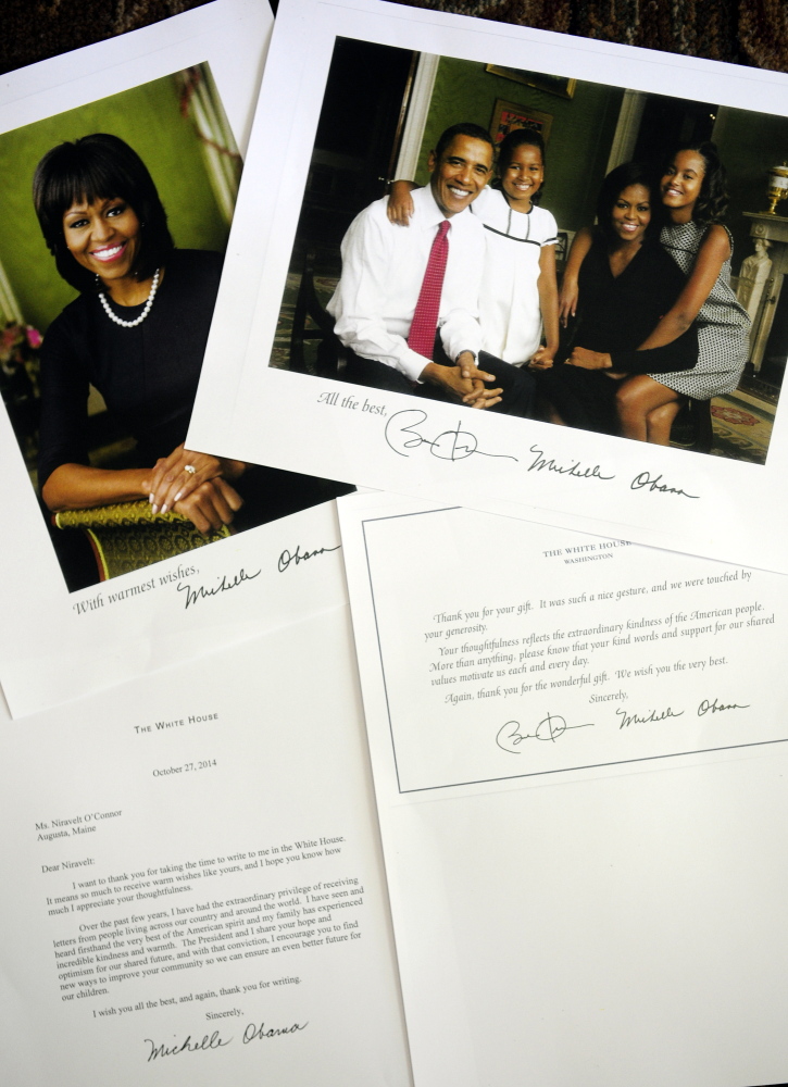 Niravelt O’Connor received these items from the Obamas.