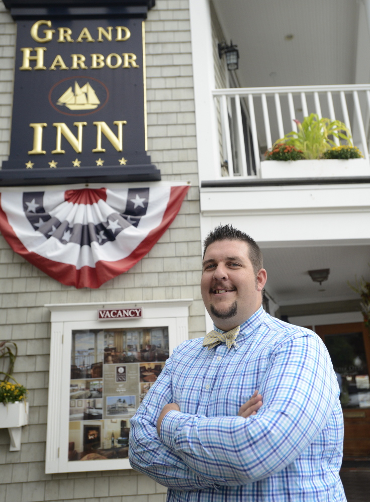 Erick Anderson manages The Lord Camden Inn and Grand Harbor Inn in Camden. “Every day is completely unlike the other,” he said.