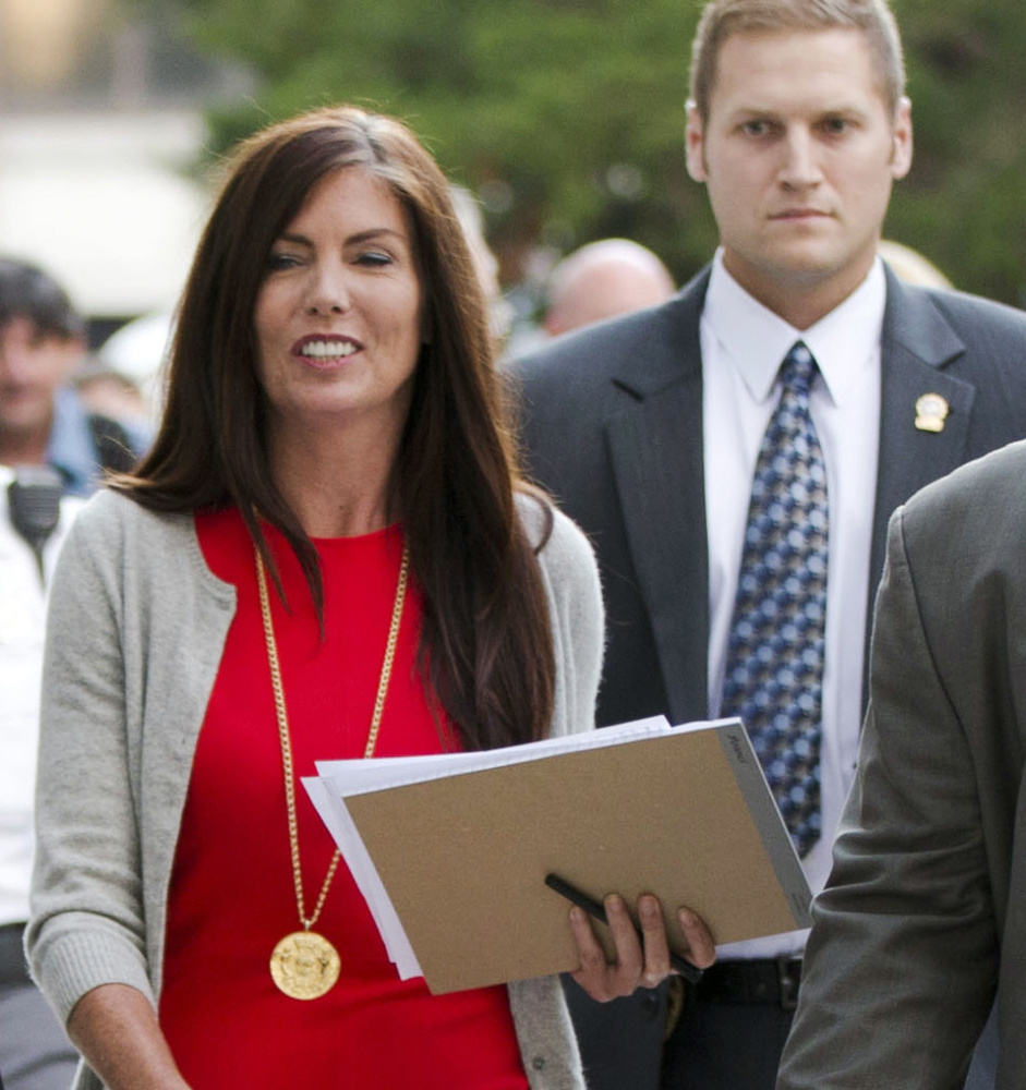 Pennsylvania Attorney General Kathleen Kane leaves court after her preliminary hearing on Aug. 24 in Norristown, Pa.