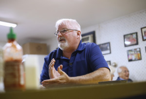 LEWISTON, ME - SEPTEMBER 25: Lewiston Mayor Robert Macdonald is calling for the state to publicize its list for welfare recipients. Jeff Burrill, who works for the city of Lewiston, talks about the Mayor's plan. (Photo by Derek Davis/Staff Photographer)