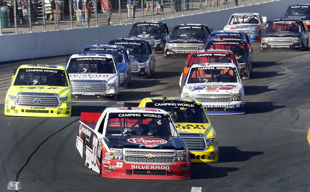 Austin Dillon takes the lead during a restart during the NASCAR Truck Series race at New Hampshire Motor Speedway on Saturday in Loudon, N.H. He went on to win the race.
The Associated Press
