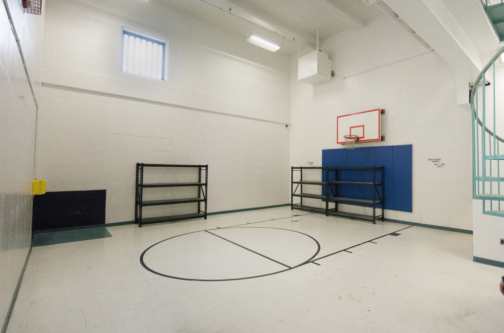 The indoor recreation area at the Kennebec County Jail in Augusta is targeted for conversion to bunk space because of jail crowding and a lack of money to board inmates elsewhere.