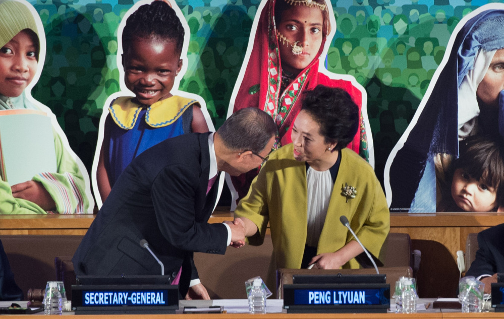 While China’s first lady Peng Liyuan helped update a global health initiative Saturday with U.N. Secretary-General Ban Ki-moon, her country is still regarded as hostile to women.
