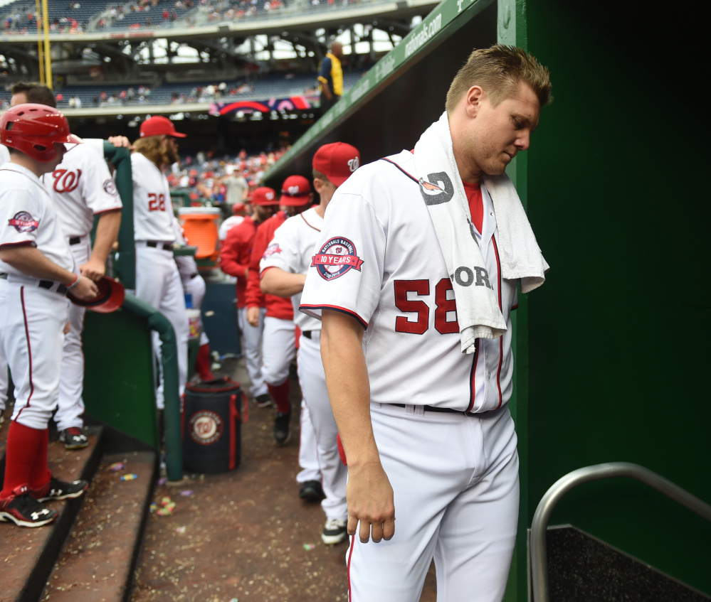 Jonathan Papelbon’s season with the Washington Nationals is over after his altercation in the dugout with NL MVP front-runner Bryce Harper.