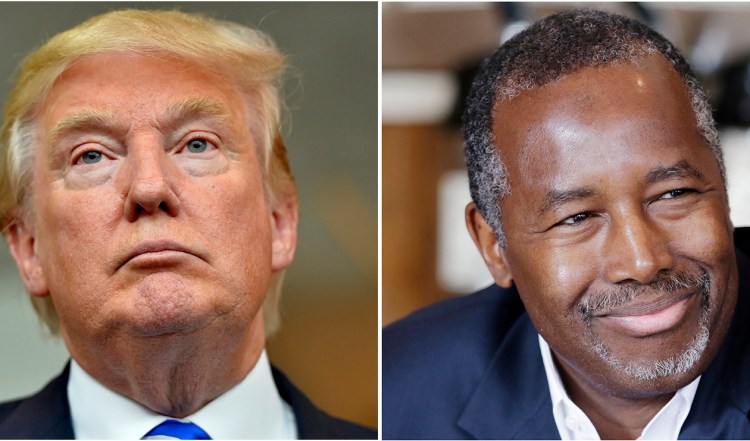 Republican presidential candidates Donald Trump and Ben Carson. The Associated Press