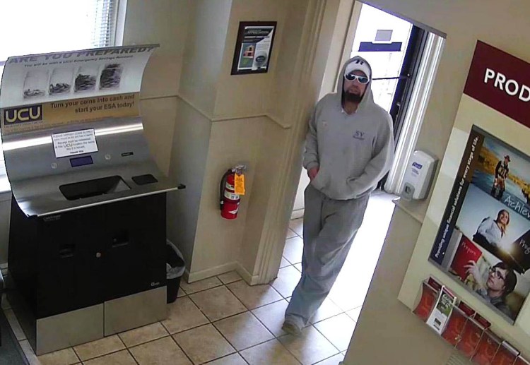 Portland police are looking for this man, who they say robbed the University Credit Union branch on Forest Avenue on Friday.