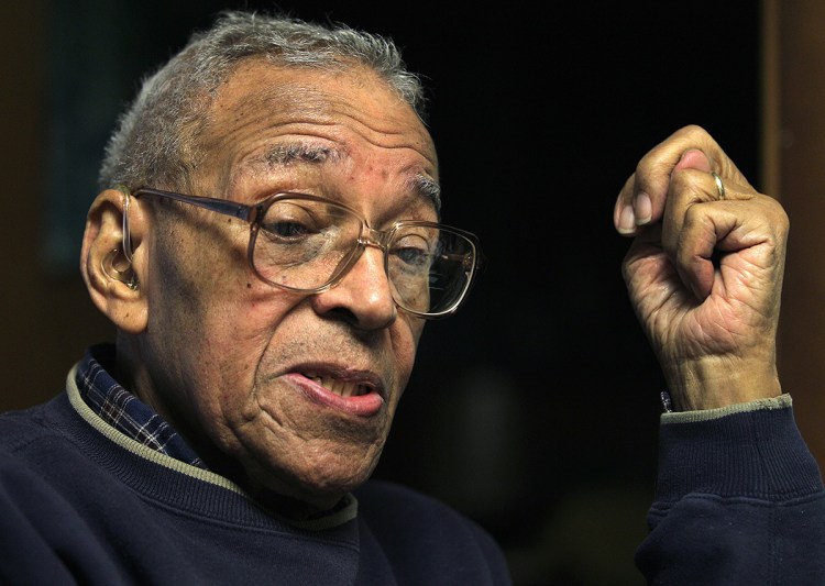 Eugene Jackson, who was a mechanic with the Tuskegee Airmen, said it wasn't until he joined the Army in World War II that he was exposed to discrimination and intolerance. Jan. 14, 2013, photo by Pat Greenhouse/The Boston Globe
