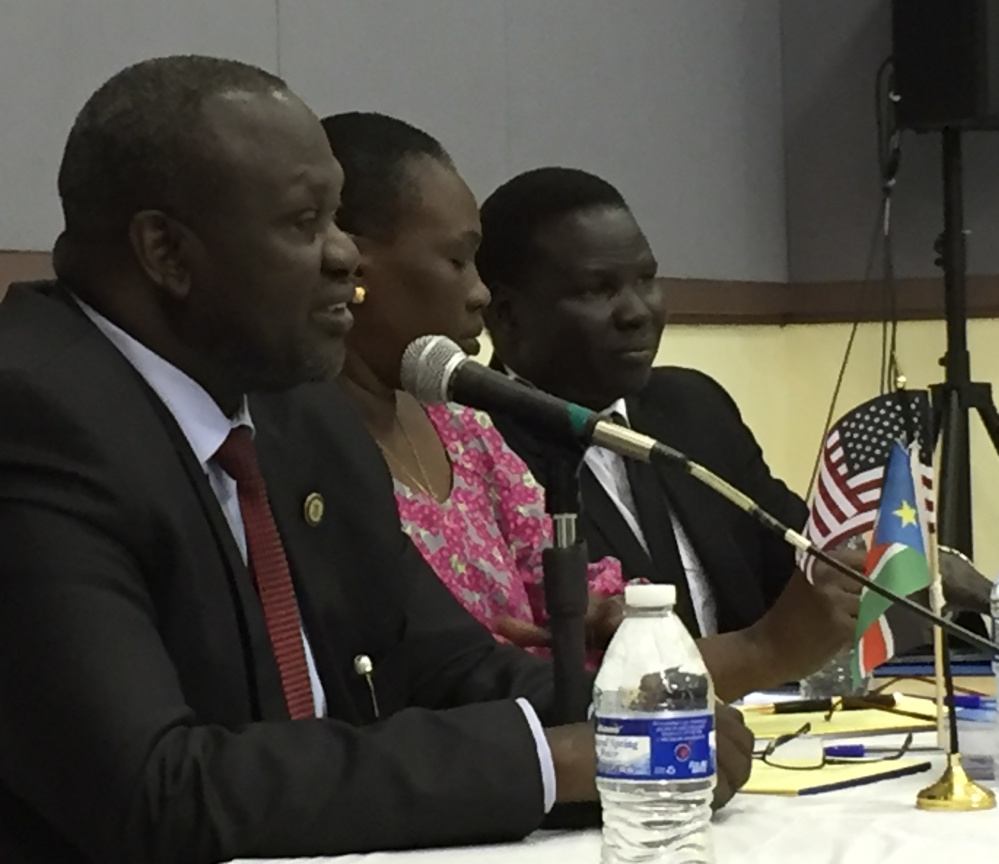 South Sudan rebel leader Riek Machar visited Portland Friday to explain a recently signed peace agreement that will return Machar to his former role as the east African country’s vice president.