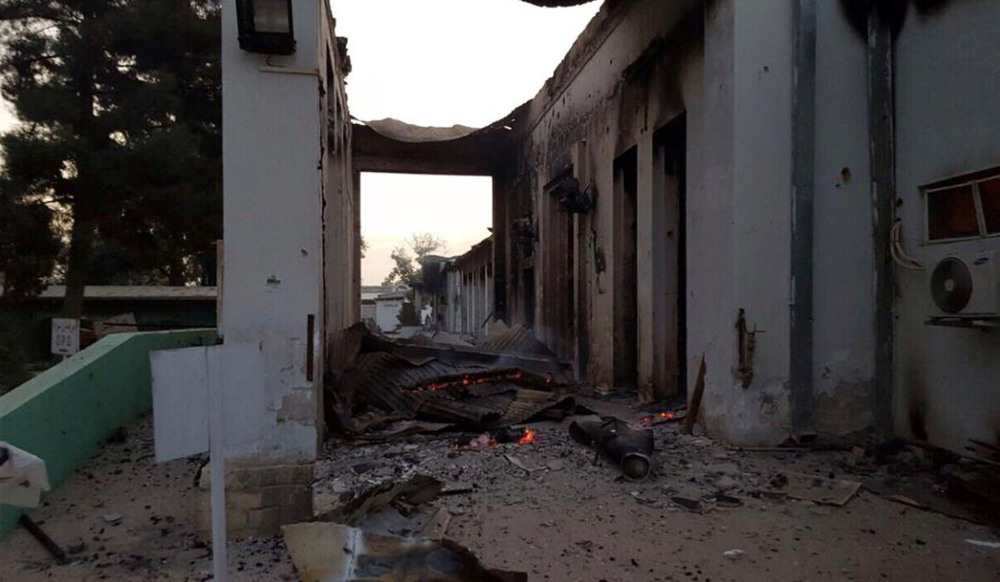 The burned Doctors Without Borders hospital is seen after explosions in the northern Afghan city of Kunduz on Saturday. The circumstances that led to the attack on the hospital remain murky.