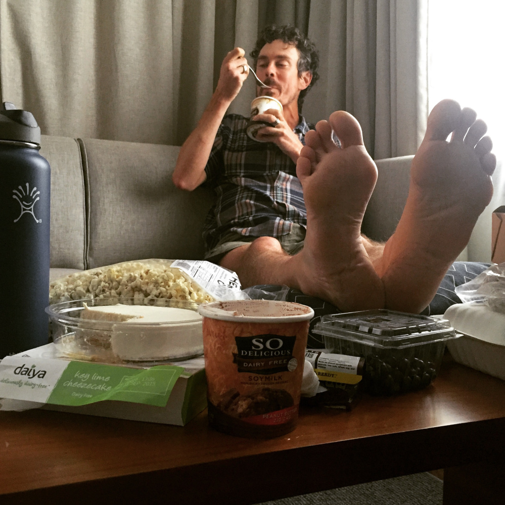 Scott Jurek’s post-AT splurge included a night at The Press Hotel in Portland, with lots of vegan desserts and other high-calorie snacks on the menu.